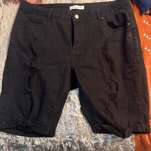 Chic Soul Black Distressed Jean Short Size 2XL